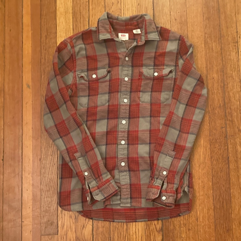 Levi's Red and Gray Plaid Shirt